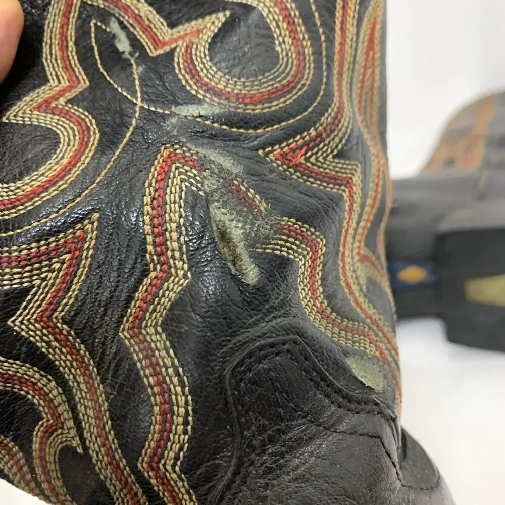 Ariat  38605 Black Leather Boots Red/Gold Stitching Men’s Size 7.5 D